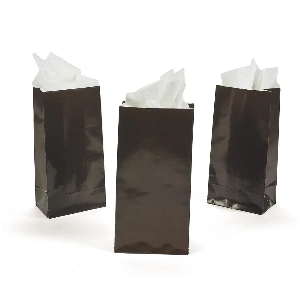 48 Glossy Chocolate Brown Paper Gift Bags Party Favor Wedding Baby Shower 6